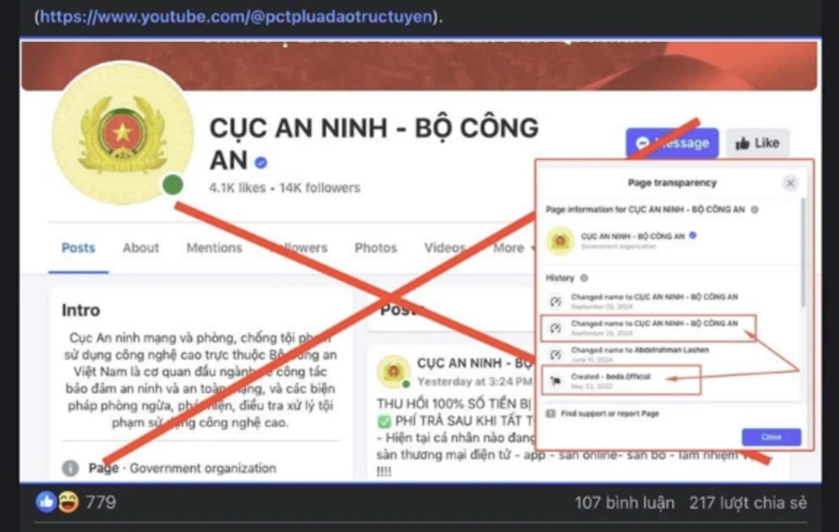 Cảnh báo lừa đảo từ các trang Facebook có tích xanh
